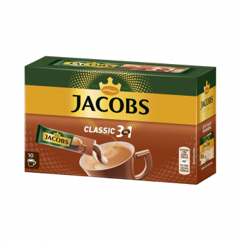 Jacobs 3in1, Loeskaffee Sticks mit Kaffeeweisser und Zucker, 10 Portionen, 180g